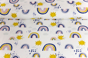 French Terry mit Regenbogen und Sonne, Fräulein von Julie, FVJ-2539, ecru, 0,5 m